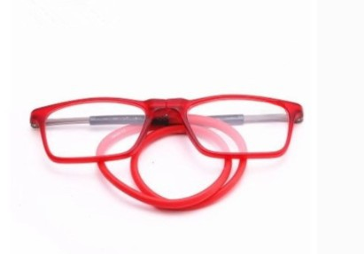 Magnet neck-hanging reading glasses with silicone material foldable clear lens reading glasses