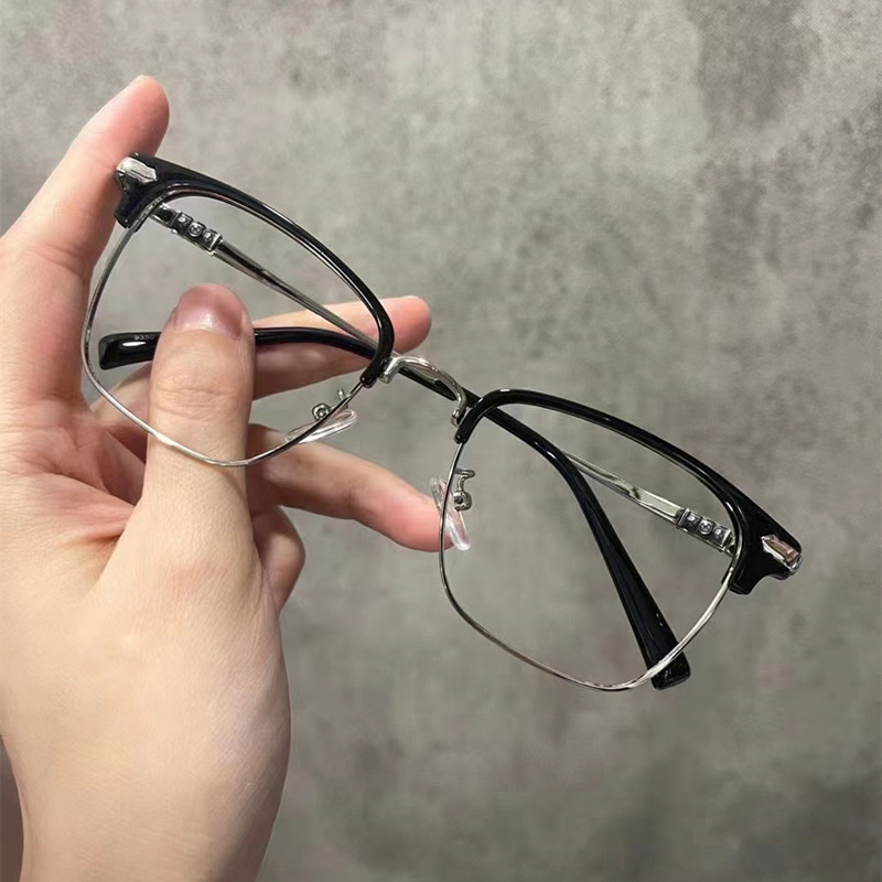 Little Red Riding Book TikTok Same as Anti-Blue Light Optical Fatigue Myopia Glasses Men's Half-Frame Glasses Frame Women's