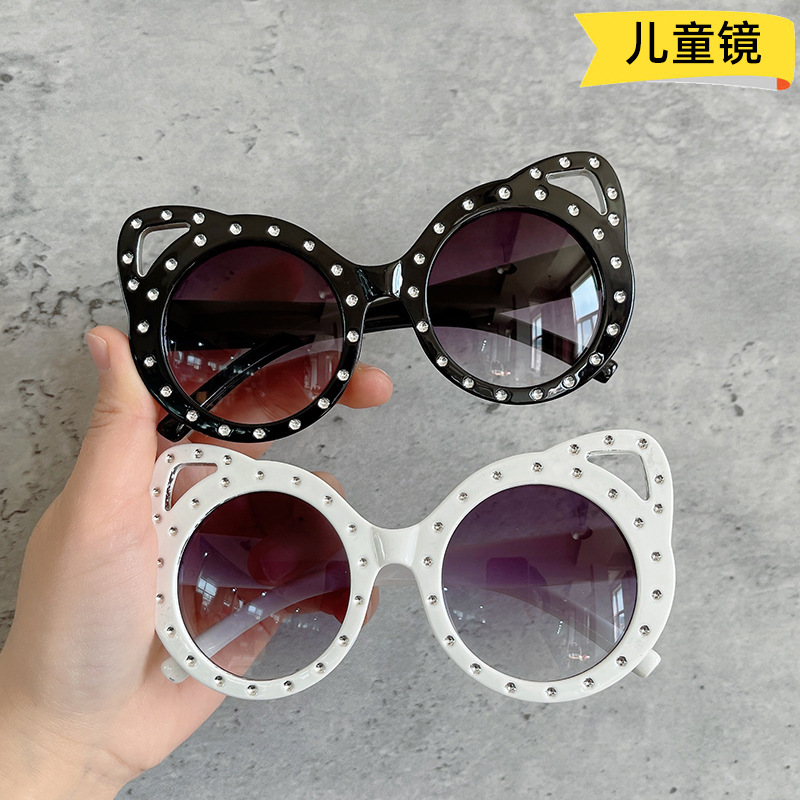 Korean children's diamond round glasses bear sunglasses cute fox ear glasses sunglasses