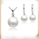 S925 10mm Pearl Earrings Water Wave Chain Tassel Pearl Set Earrings Necklace