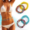 Bohemian Style 2 Set Rice Beads Waist Chain Beaded Women Abdominal Chain Summer Sexy Elastic Beach Belt