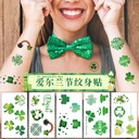 Cross Border Waterproof Sweat Green Hat Clover Face Irish Festival Sticker St Patrick Tattoo Sticker