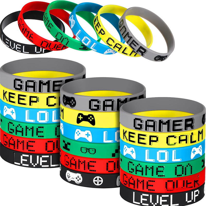 Videogame party silicone wrist band suitable for gamers men and women birthday party games silicone bracelet