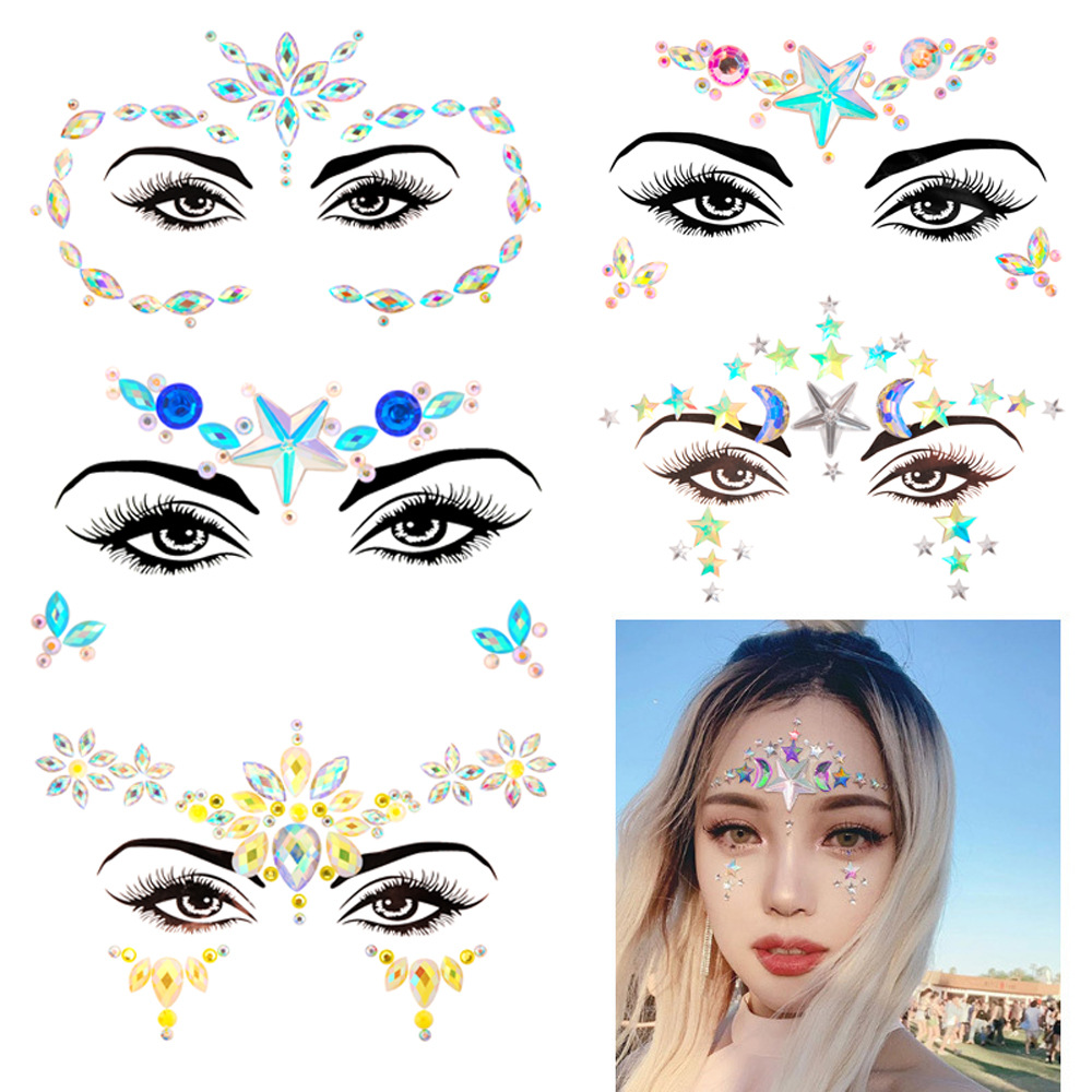 diamond face stickers DIY acrylic Diamond stickers Halloween Diamond stickers eyebrow face stickers star party makeup