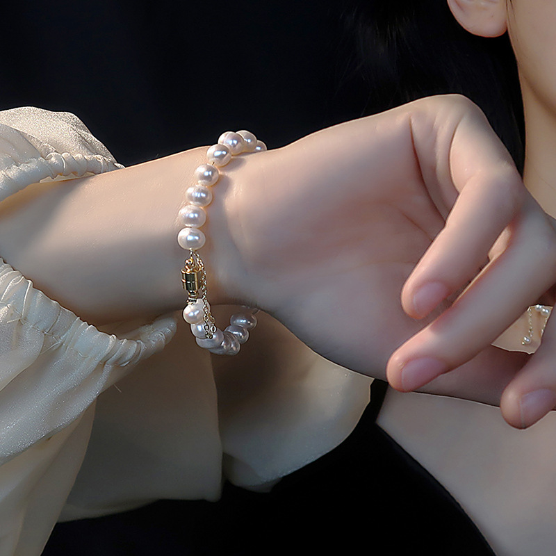 Retro geometric irregular freshwater pearl bracelet simple fashion design bracelet court style temperament bracelet