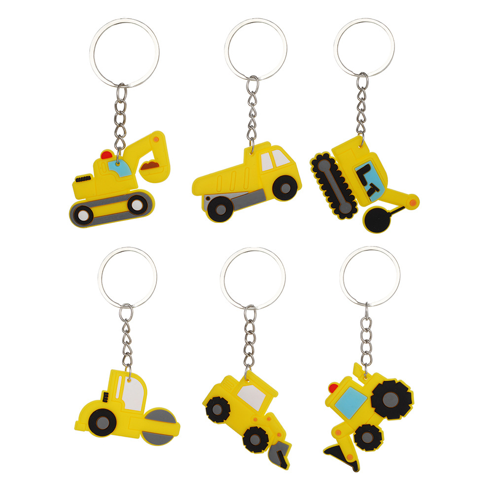 engineering vehicle key chain cute cartoon tractor children PVC key ring car accessories small gifts
