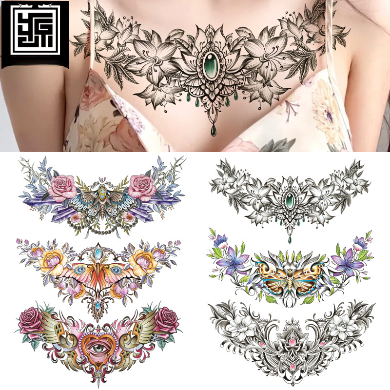 Three-sided Buddha chest stickers Guanyin Lotus big picture durable factory spot shoulder dragon tattoo stickers