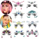 EDM Face Paste Diamond Tattoo Paste Diamond Face Paste Diamond Eyebrow Paste Music Festival Party Face Decoration Rhinestone Face Paste