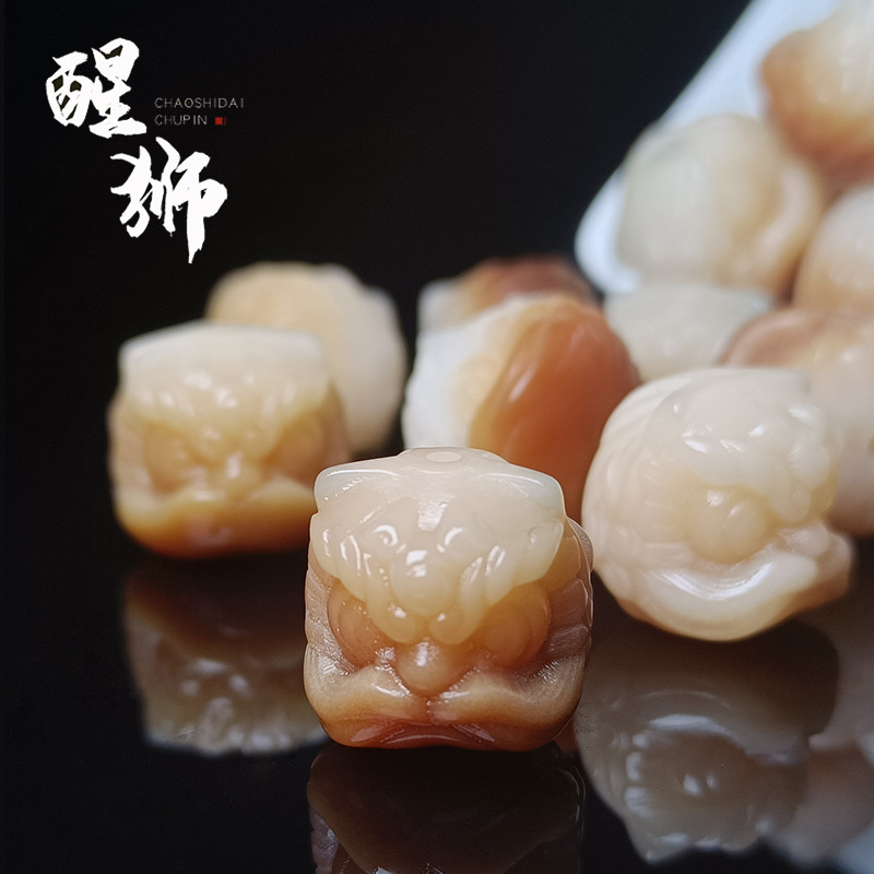 Natural Bodhi root carving loose beads carved lion Bodhi beads creative diy beaded bracelet manufacturers