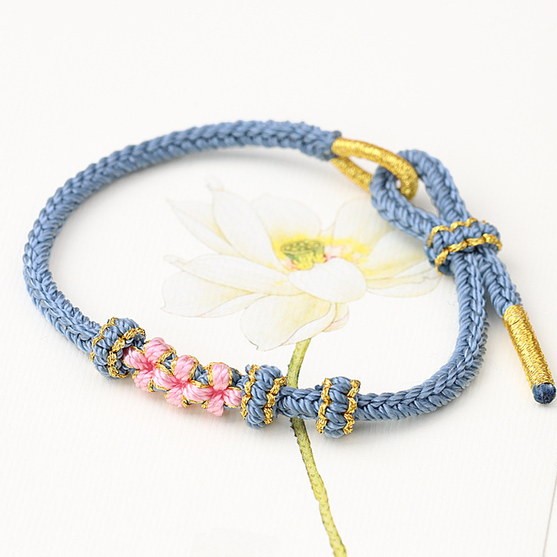 Peach Blossom Hand Rope Wearing Gold Transfer Beads This Year Hand Rope Hand-woven Couple Girlfriend Eight Strand Braid Bracelet