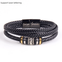 DIY bracelet laser fashion titanium steel leather rope bracelet alloy three-layer woven men's multi-layer leather bracelet