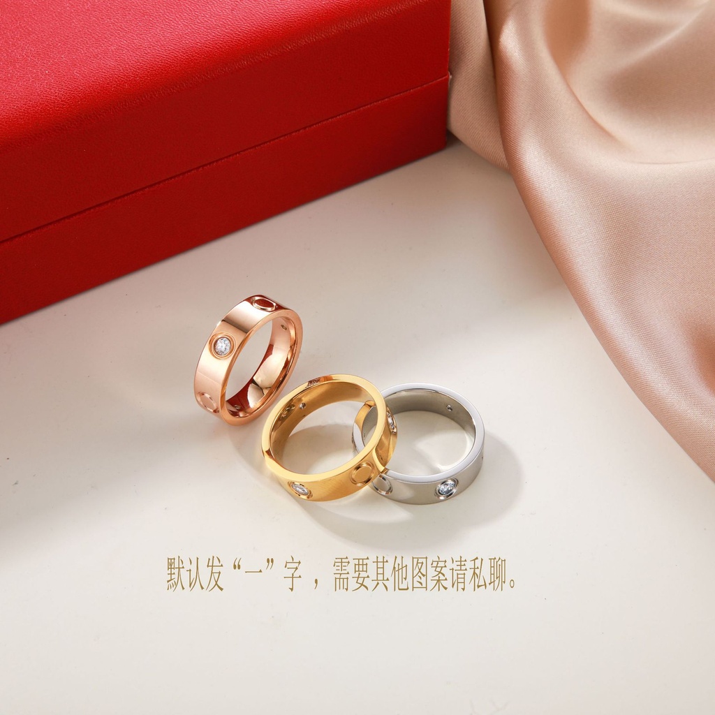 Factory Korean lovers card home LOVE wide version 18K rose gold ring