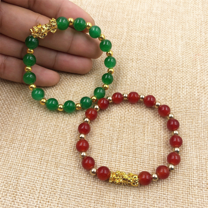 8mm glass beads Pixiu bracelets gold pear beads bracelet small gifts 2 yuan store supply