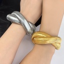 fashion simple stainless steel elastic double ring bracelet snake-shaped titanium steel bracelet 18K gold electroplating jewelry