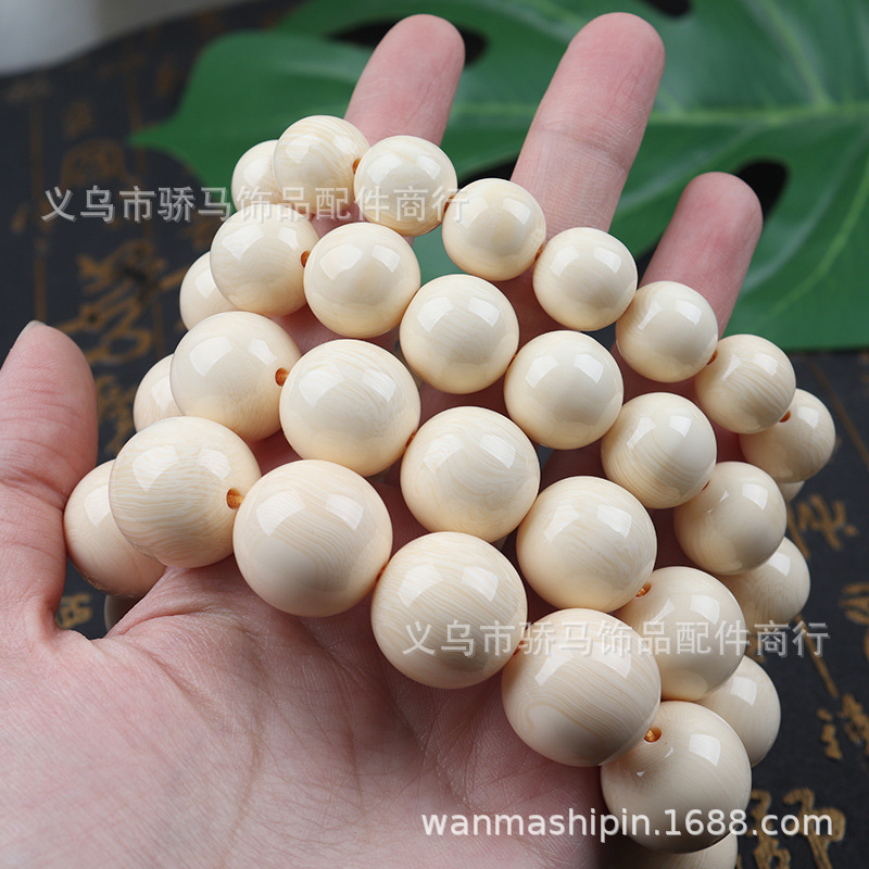 [There is red light] Imitation mammoth teeth bracelet text play rosary white ivory pattern men's and women's ethnic style hand ornaments