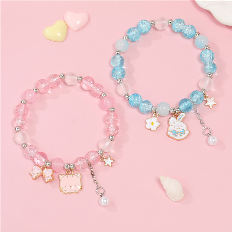 Couple Crystal Crystal Floral Bracelet Female Student Best Friend Gift Yugui Dog ins Children's Bracelet Kulomi