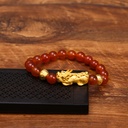 Pixiu Carved Ladies Bracelet Women's Temperament Gold Plated Pixiu Red Agate Black Glory Stone Bracelet Factory Spot