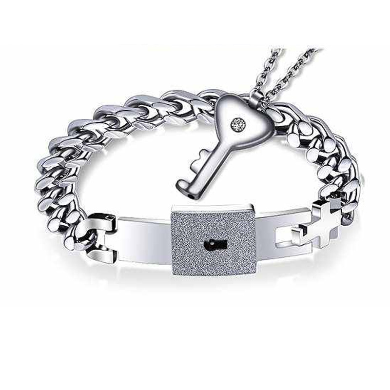 hot lovers concentric lock titanium steel bracelet does not fade fashion lettering stainless steel key bracelet