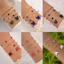 jewelry butterfly imitation gem hollow four-layer bracelet geometric open bracelet set