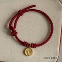 Hand-Woven Bumian Hand Rope Semi-finished DIY Wearable Transfer Beads Gold Pendant Jewelry Red Rope Bracelet for Women