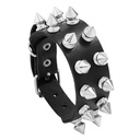 Hot Selling Jewelry Punk Style 2 Row Spike Leather Bracelet Personalized Trendy Rock Men's Bracelet