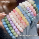 Ice transparent white jade Bodhi bracelet finger-winding soft gradient pink student version plate playing round bead bracelet bracelet couple