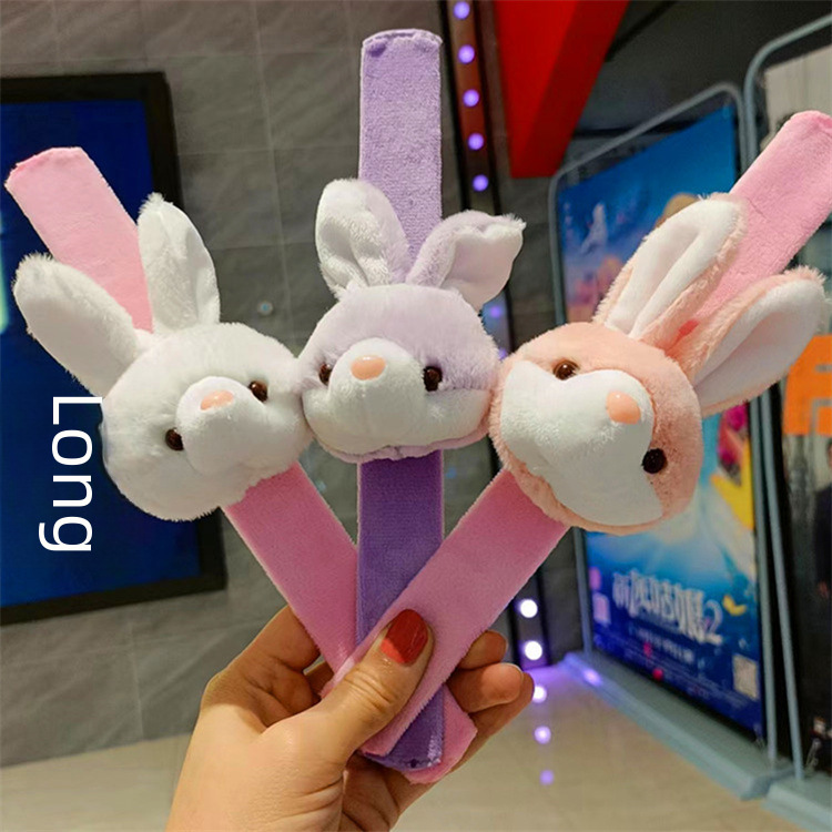 Children's Plush Snap Ring Bracelet Cute Three-dimensional Rabbit Bracelet Couple's Clap Ring Wedding Decoration Gift