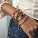 4 Piece Bracelet Punk Hip Hop Cuban Chain Bracelet Metal Twisted Rope Chain Bracelet Jewelry Gift Cross Border