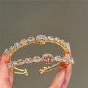 Summer Pink White Elegant Circle Zircon Bracelet Niche Fresh Square Zircon Bracelet Bracelet