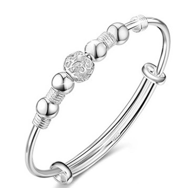 Nine Rotating Bead Bracelet White Copper Silver Plated Rotating Bead Bracelet Women's Hollow Exquisite Ball Bracelet Ring Jewelry