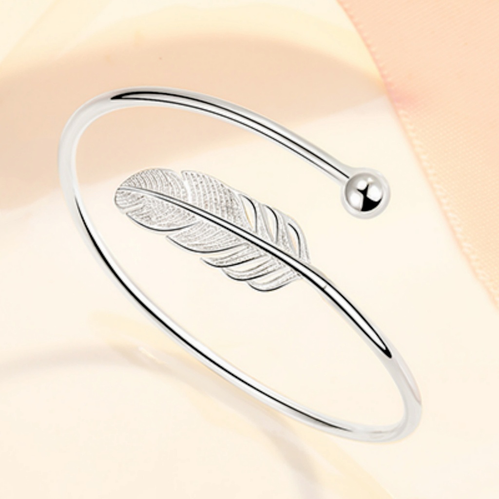 Feather Silver Bracelet Small Refreshing 925 Plated Internet Celebrity Bracelet Women's Meticulous Simple Nostalgic Retro Personality All-match for Students