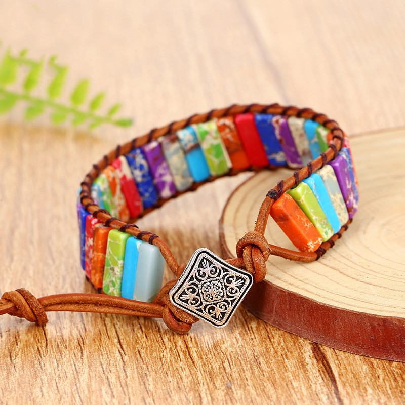 Long Rui jewelry natural stone hand-woven leather rope bracelet Bohemian creative jewelry