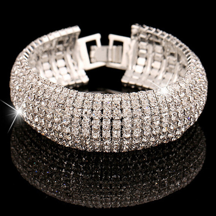 Visiting Xuan jewelry luxury fashion rhinestone bracelet grab chain exaggerated glossy big circle bracelet