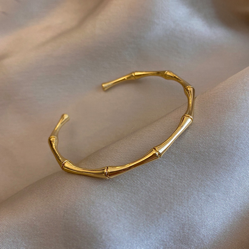 18K Gold Bamboo Titanium Steel Bracelet Simple Fashion Bracelet ins Niche Design Korean Internet Celebrity High-end Jewelry for Women