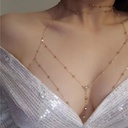 Sexy Exaggerated Beach Casual Body Chain Clothing Chain Necklace Flash Diamond Pendant Tassel Necklace Chest Chain