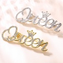 Queen Queen letter brooch high-end quality Crown corsage anti-exposure pin rhinestone simple pin