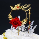 Original Big Red rose phoenix creative plug-in Chinese Valentine's Day romantic love birthday cake baking decorations