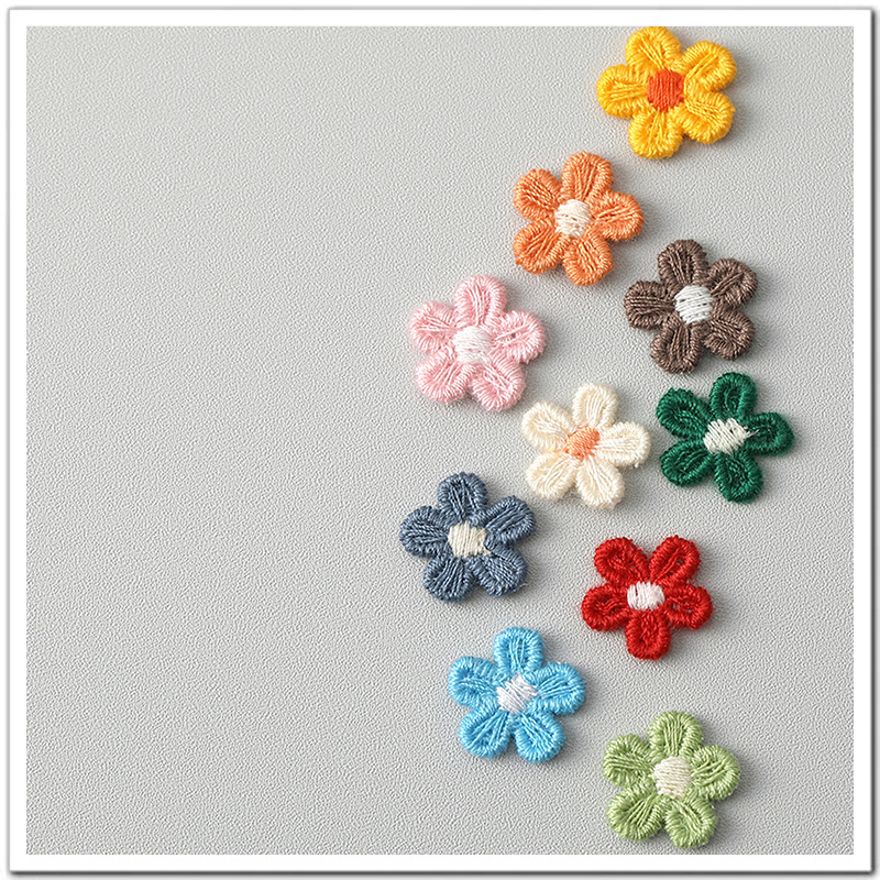 Cute Five-petal Small Flower Embroidered Cloth Stickers Children's Wear Leggings Hairpin Headwear Accessories Shoes and Hats Clothing Accessories 54