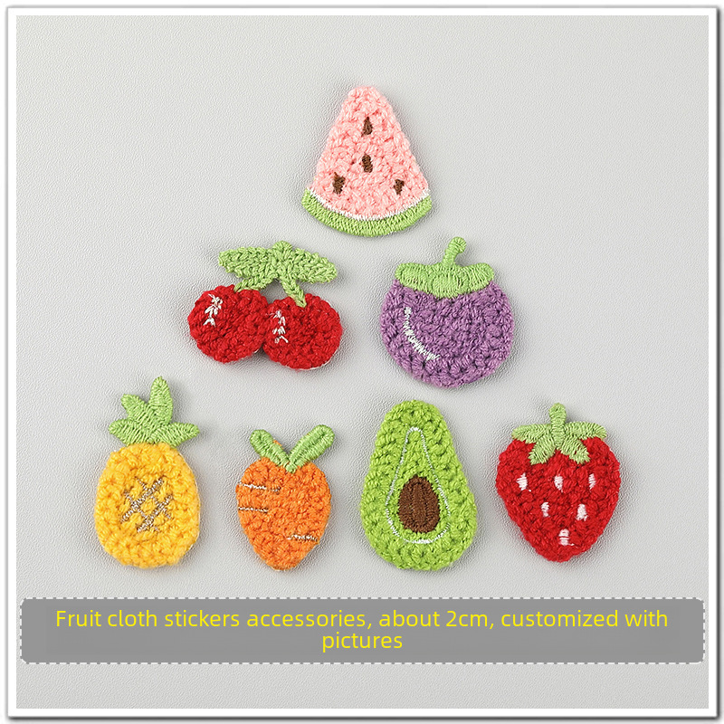 Wool Embroidery Fruit Strawberry Patch Cloth Applique Hair Accessories Material Garment Accessories 31