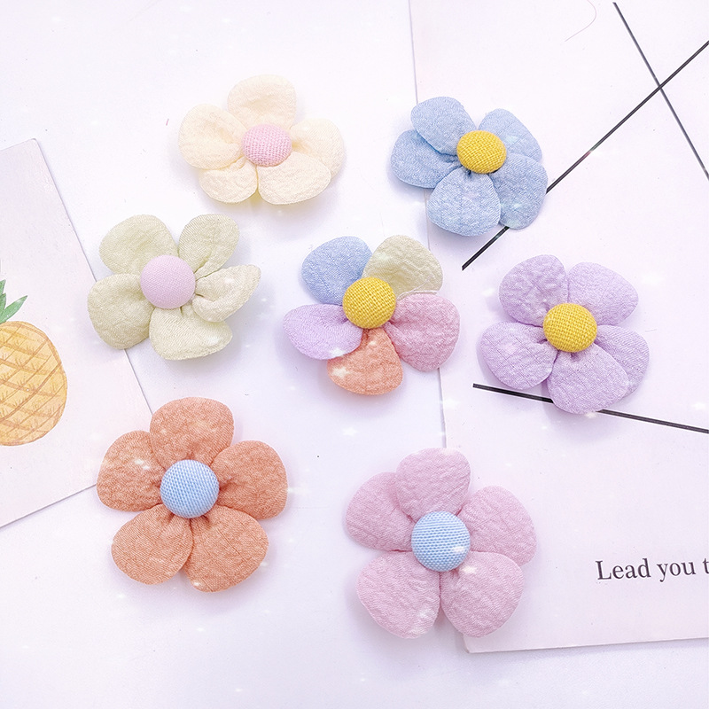 Summer Fabric Embossed Five-petal Flower diy Handmade Hairpin Material Fresh Sunflower Clothing Accessories