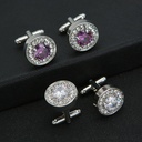 shirt studded zinc alloy men's round zircon Cufflinks Cufflinks