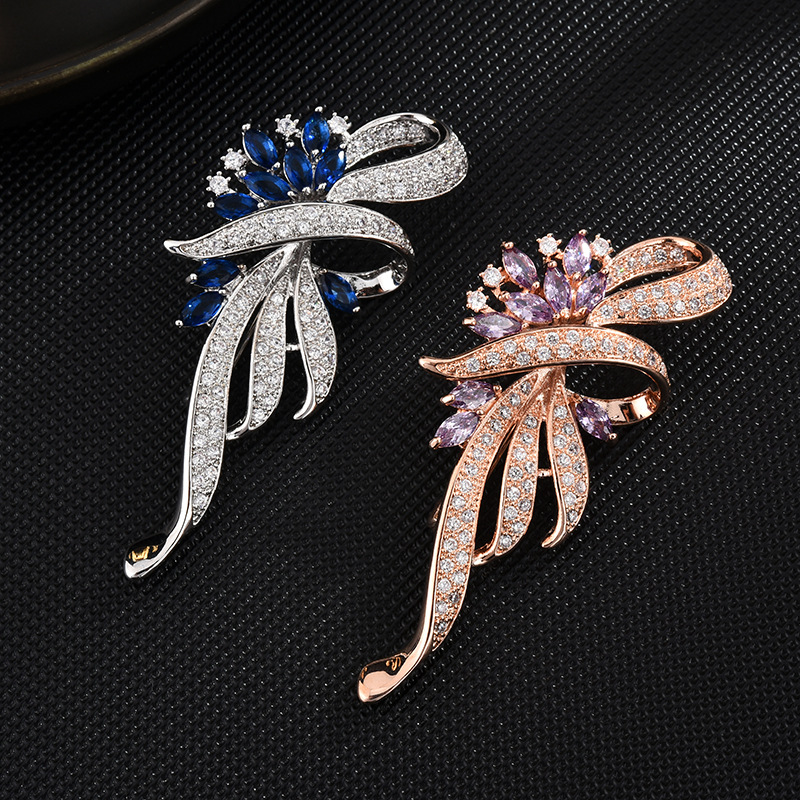 Light Luxury Atmospheric Zircon Brooch Corsage High-end Large Pin Button Brooch All-match Coat Suit Accessories