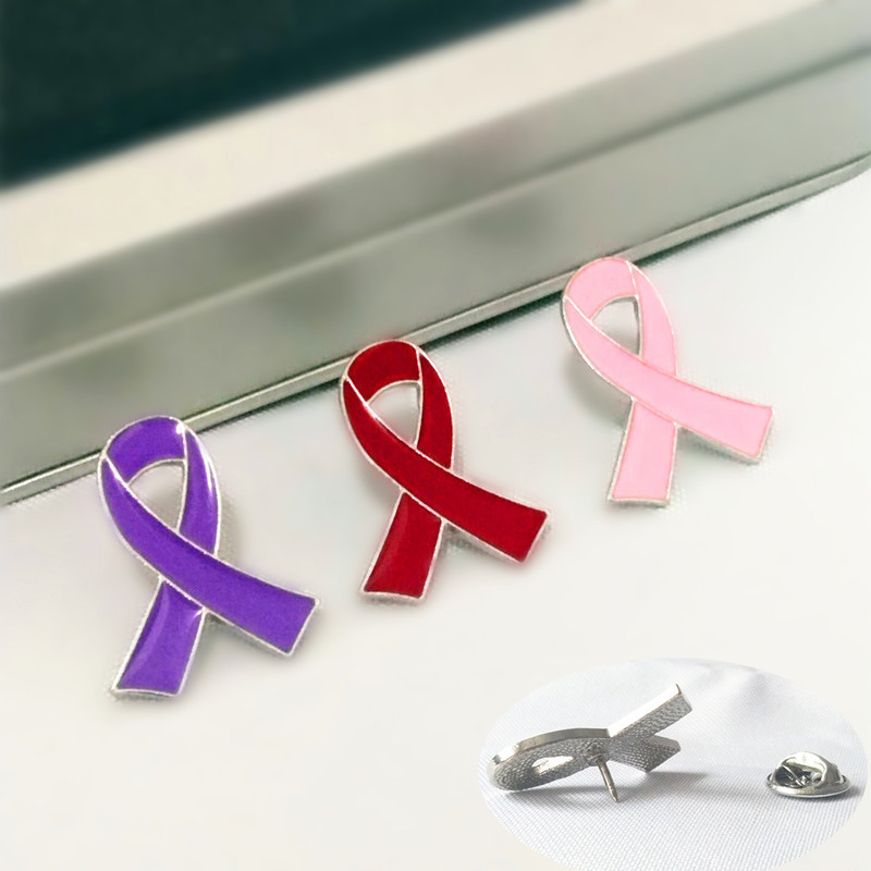 Alloy dripping oil love red ribbon logo brooch AIDS badges HIV International symbol public welfare activities