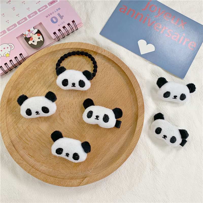 Cartoon Little Panda Simple All-match Rubber Tendon Hairpin Brooch Combination Jewelry Children's Cute Selling Cute Headwear Headline