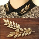 Popular gold and silver tree leaf Jewelry men and women brooch pin shirt sweater collar pin collar buckle retail F009