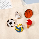 Football cartoon brooch basketball badminton dripping metal personality badge Japanese ins fashion clothing backpack accessories