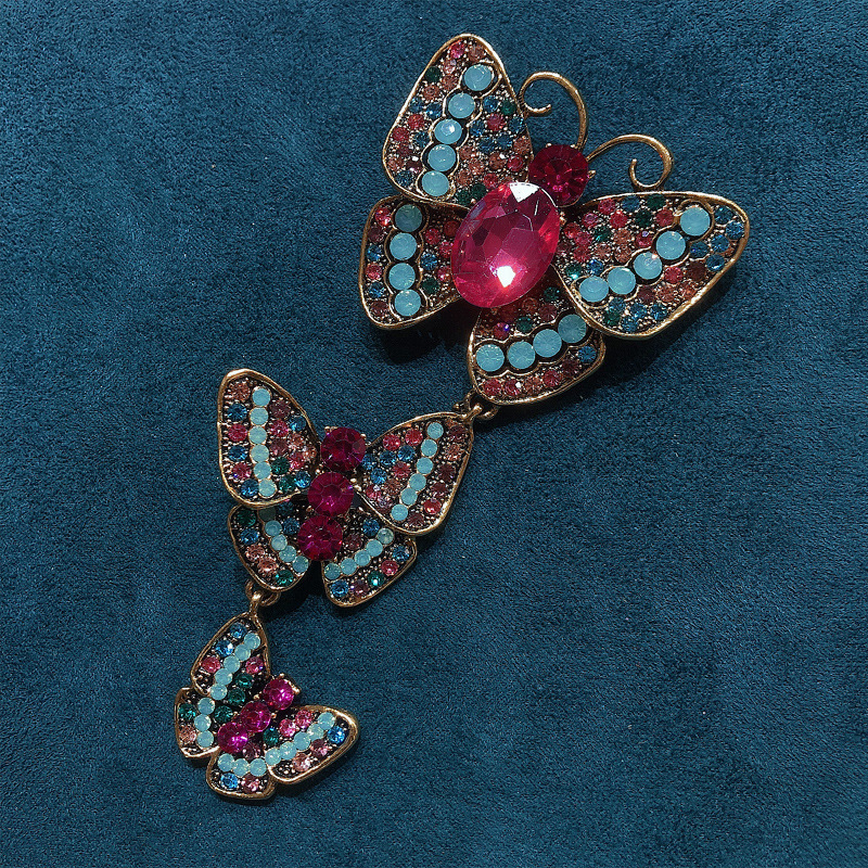 creative butterfly brooch long small suit rhinestone vintage insect pin ceremony banquet corsage accessories