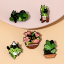 cartoon potted plant cute cute black cat series all-match bag clothing coat badge