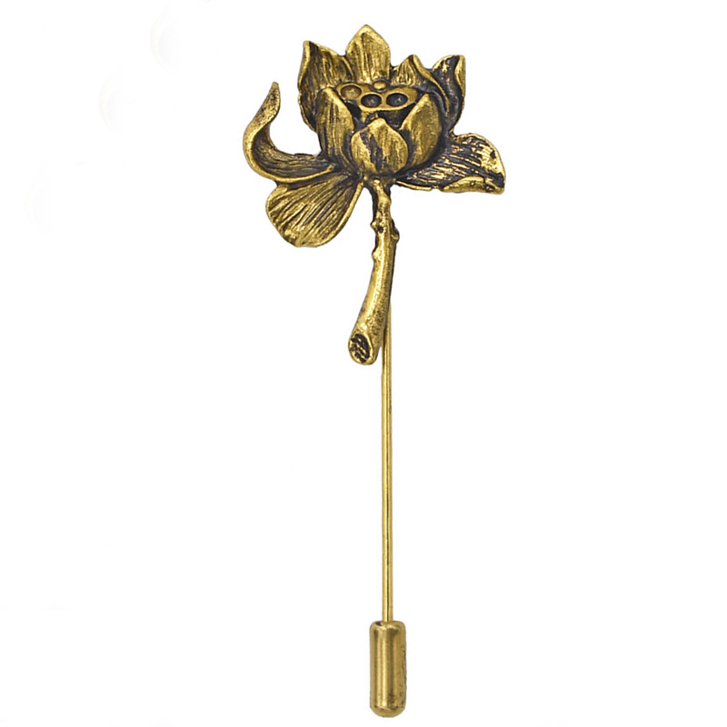 Unisex Lotus Lotus pin wedding suit brooch personality Korean jewelry one-word pin