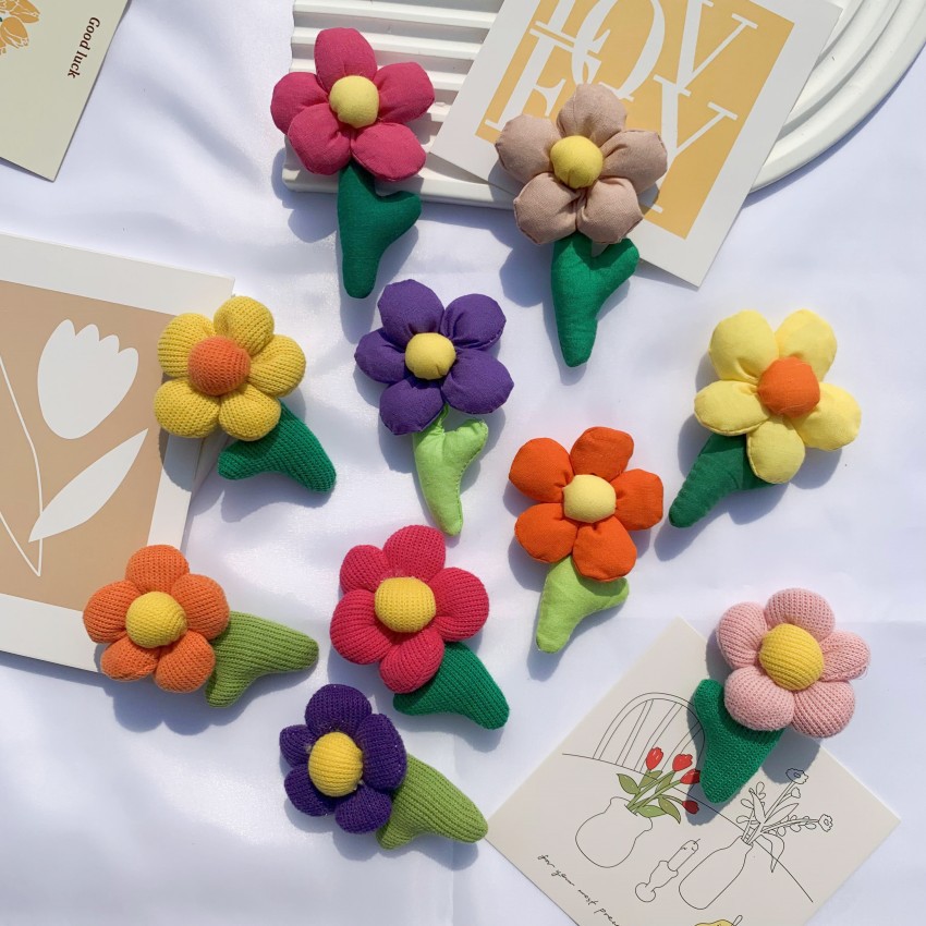 Cartoon fabric flower brooch DIY jewelry accessories cotton Tulip Bag headband shoe accessories in stock